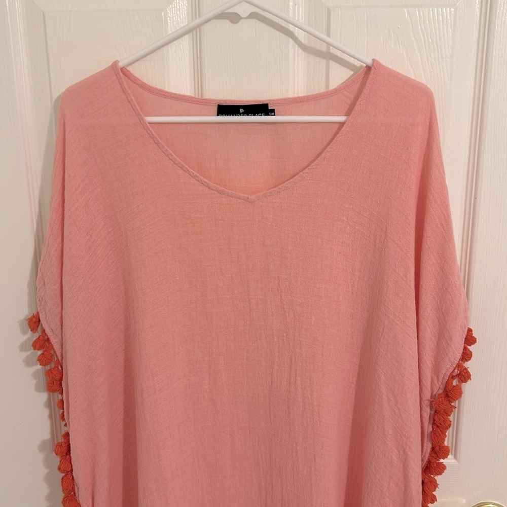 Tuckernuck Pomander Place Katie Tassel Caftan Swim Cover Up Pink Size S/M - Picture 3 of 7